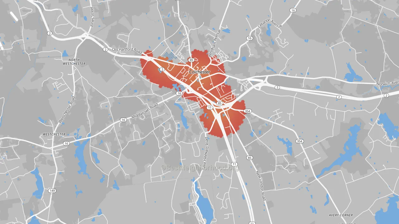 Transit Grade map of Colchester, CT