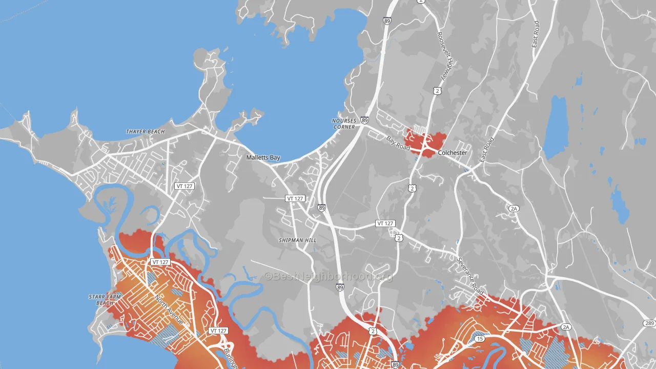 Transit Grade map of Colchester, VT