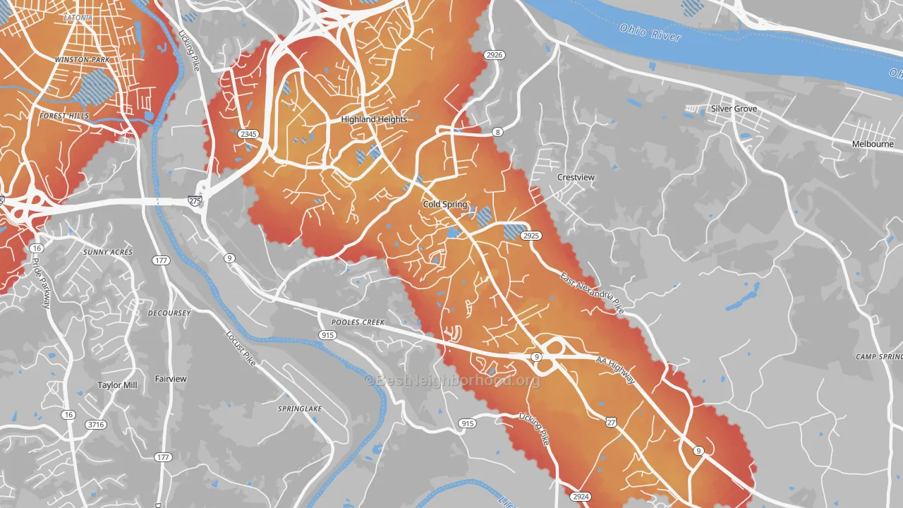 Transit Grade map of Cold Spring, KY