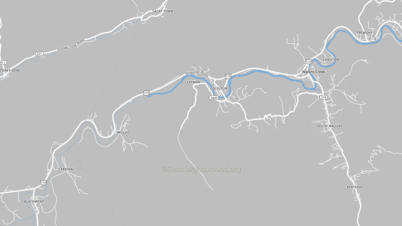 Transit Grade map of Coldiron, KY