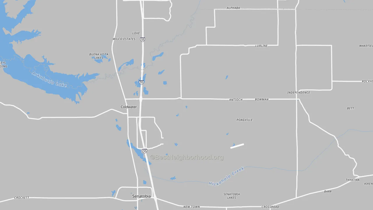Transit Grade map of Coldwater, MS