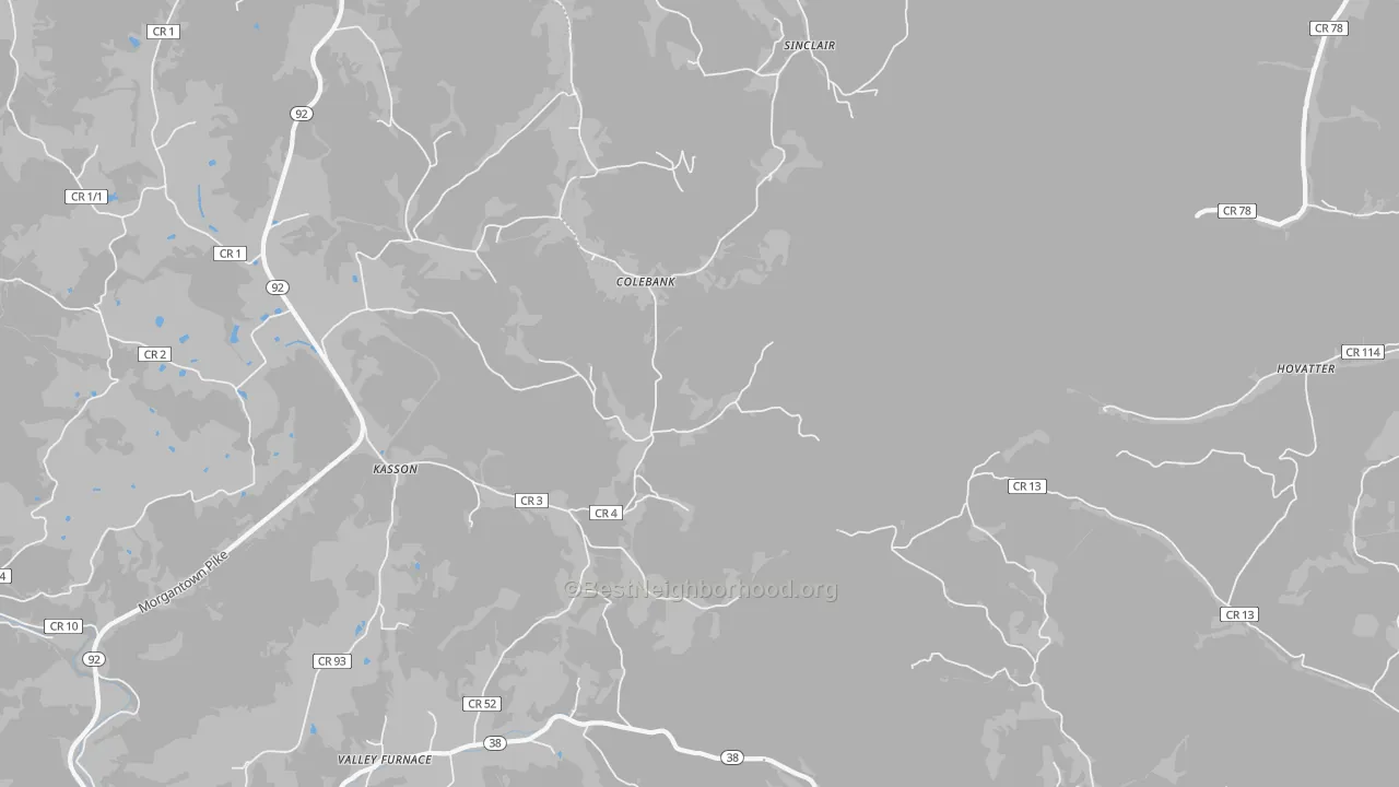 Transit Grade map of Colebank, WV