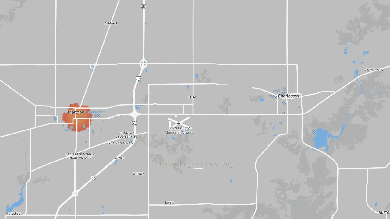 Transit Grade map of Coles County, IL