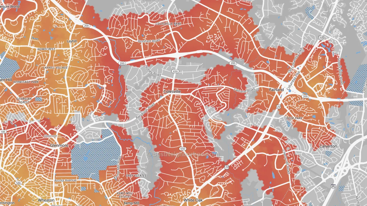 Transit Grade map of Colesville, MD