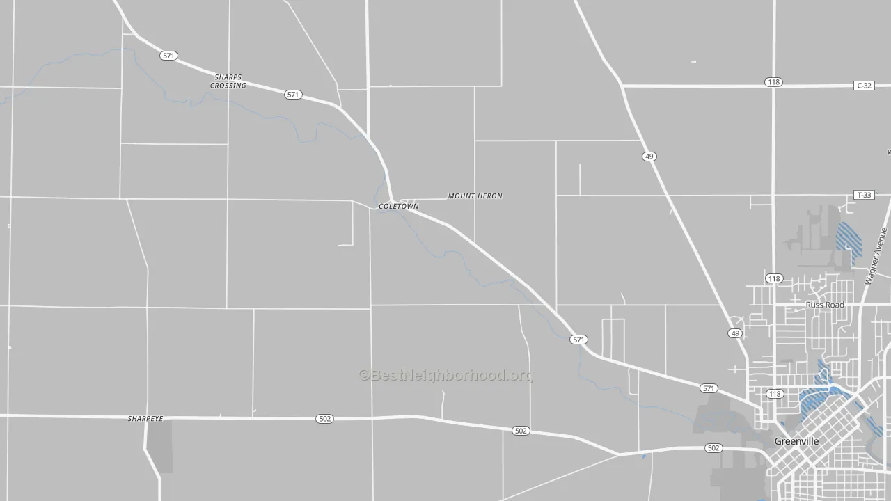 Transit Grade map of Coletown, OH