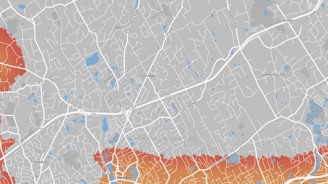 Transit Grade map of Coleytown, Westport, CT
