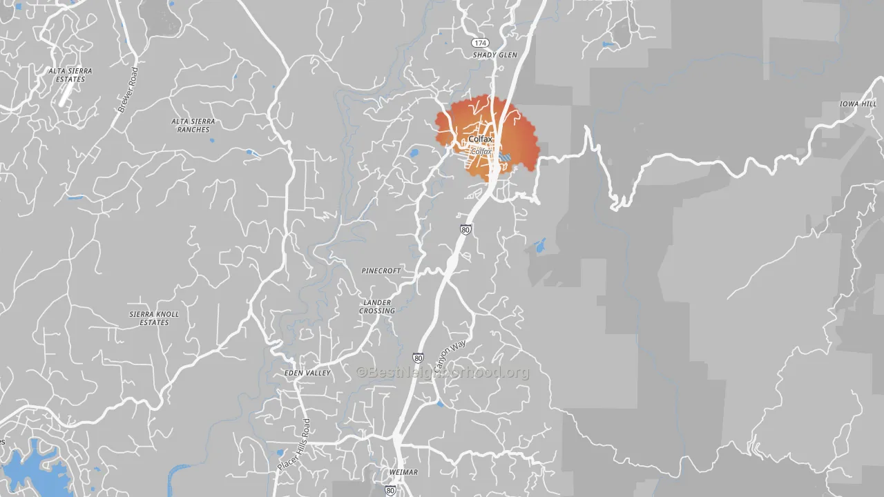 Transit Grade map of Colfax, CA