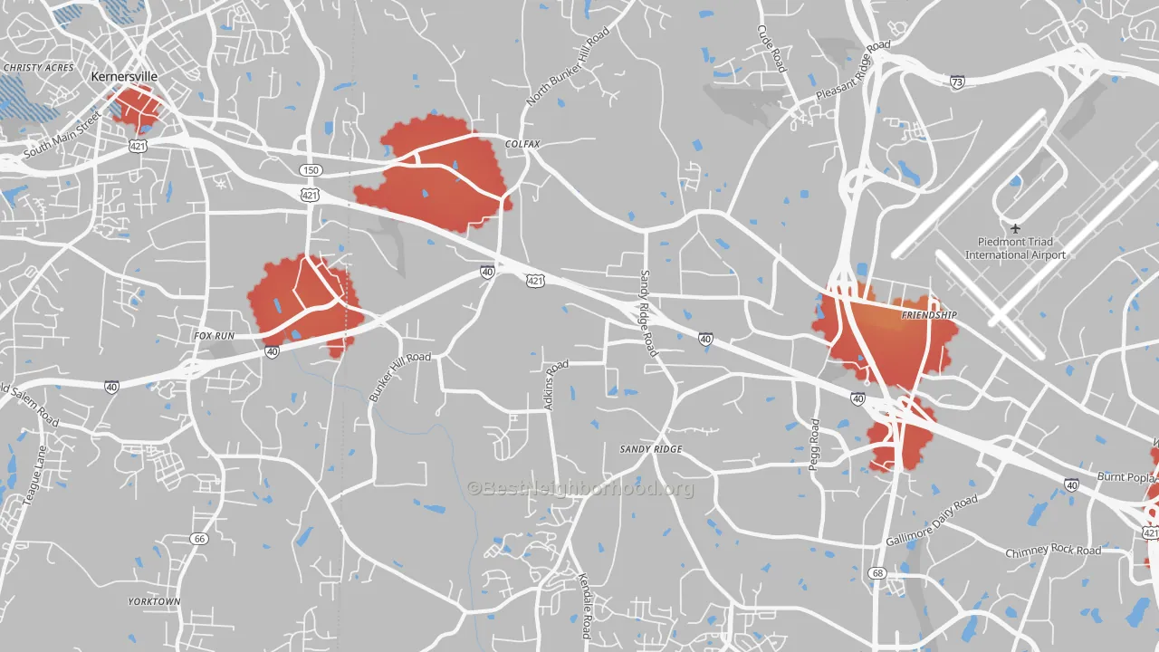 Transit Grade map of Colfax, NC