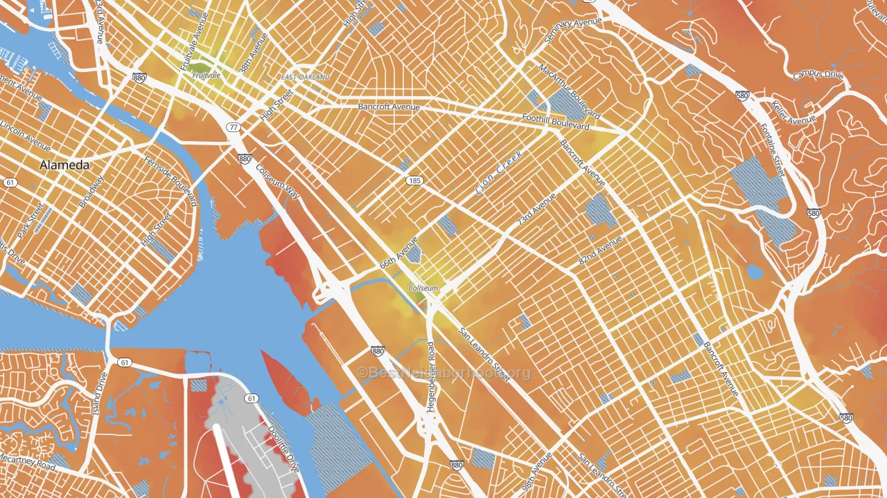 Transit Grade map of Coliseum, Oakland, CA