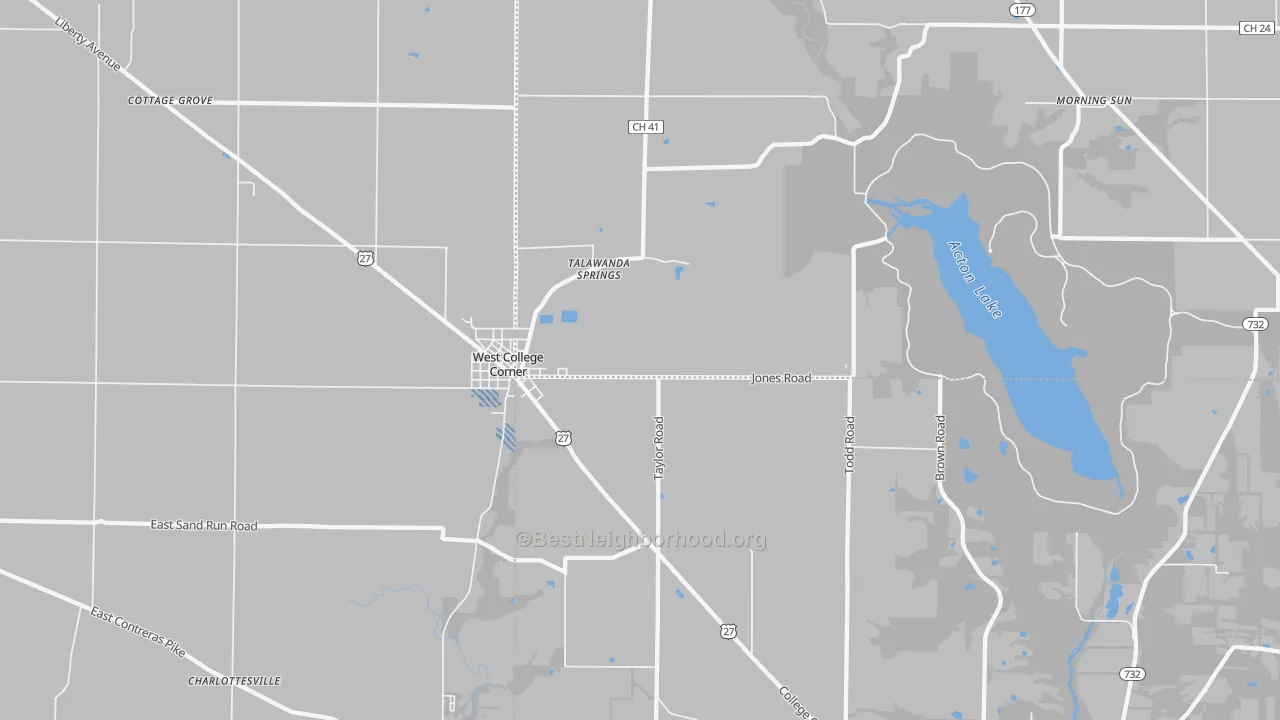 Transit Grade map of College Corner, OH