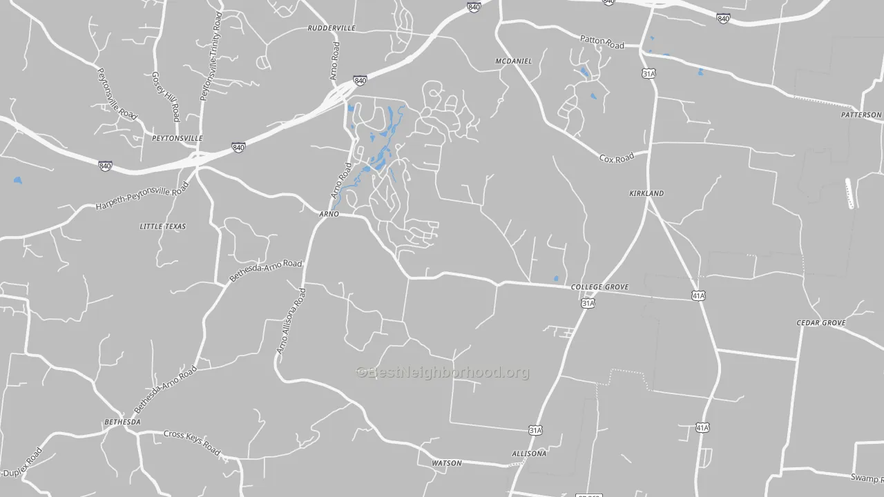 Transit Grade map of College Grove, TN
