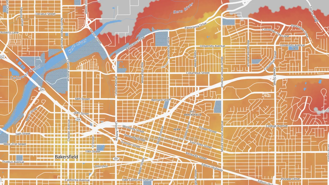 Transit Grade map of College Heights Baker Street, Bakersfield, CA