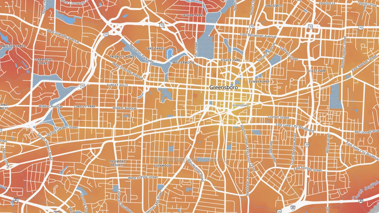 Transit Grade map of College Hill, Greensboro, NC