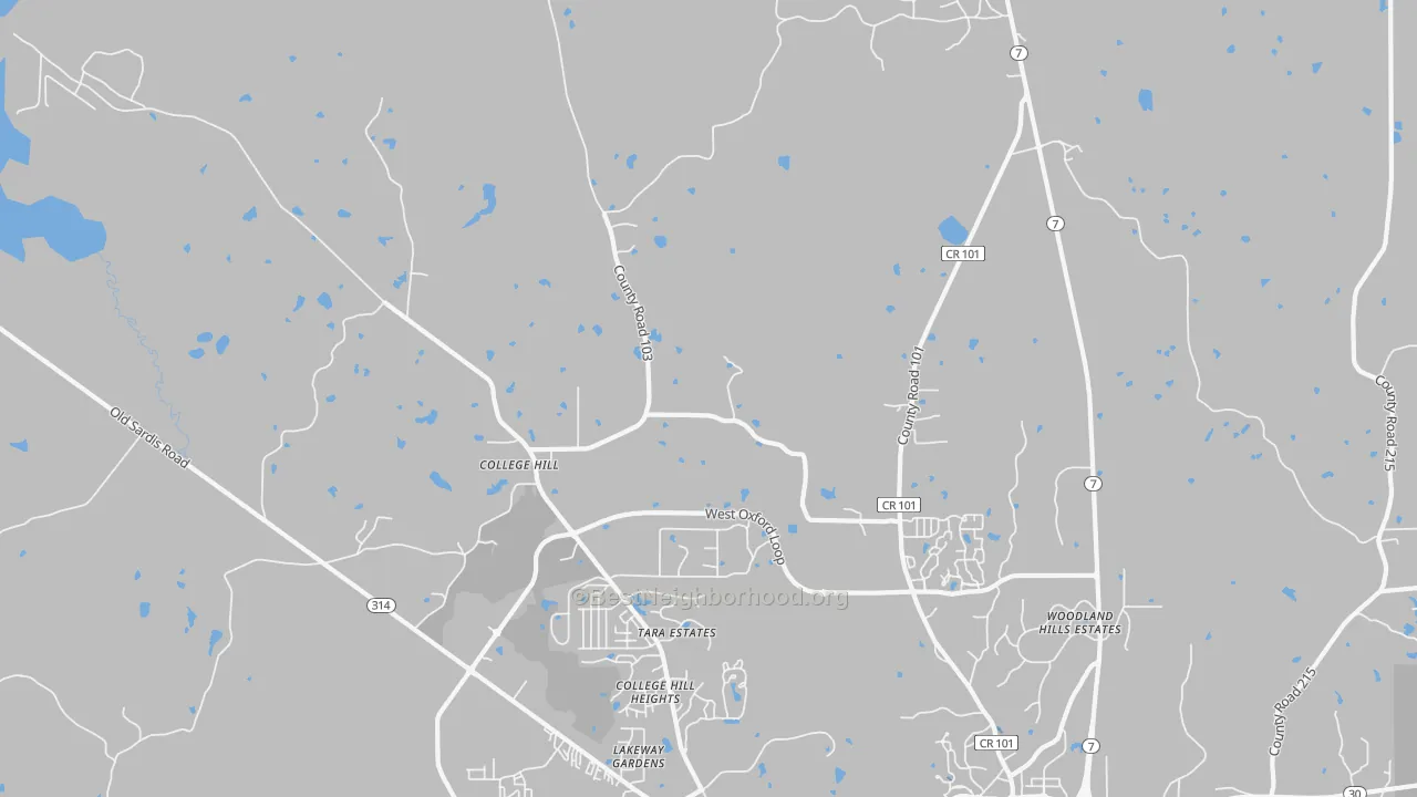 Transit Grade map of College Hill, MS