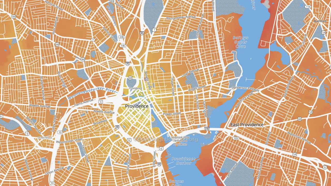 Transit Grade map of College Hill, Providence, RI