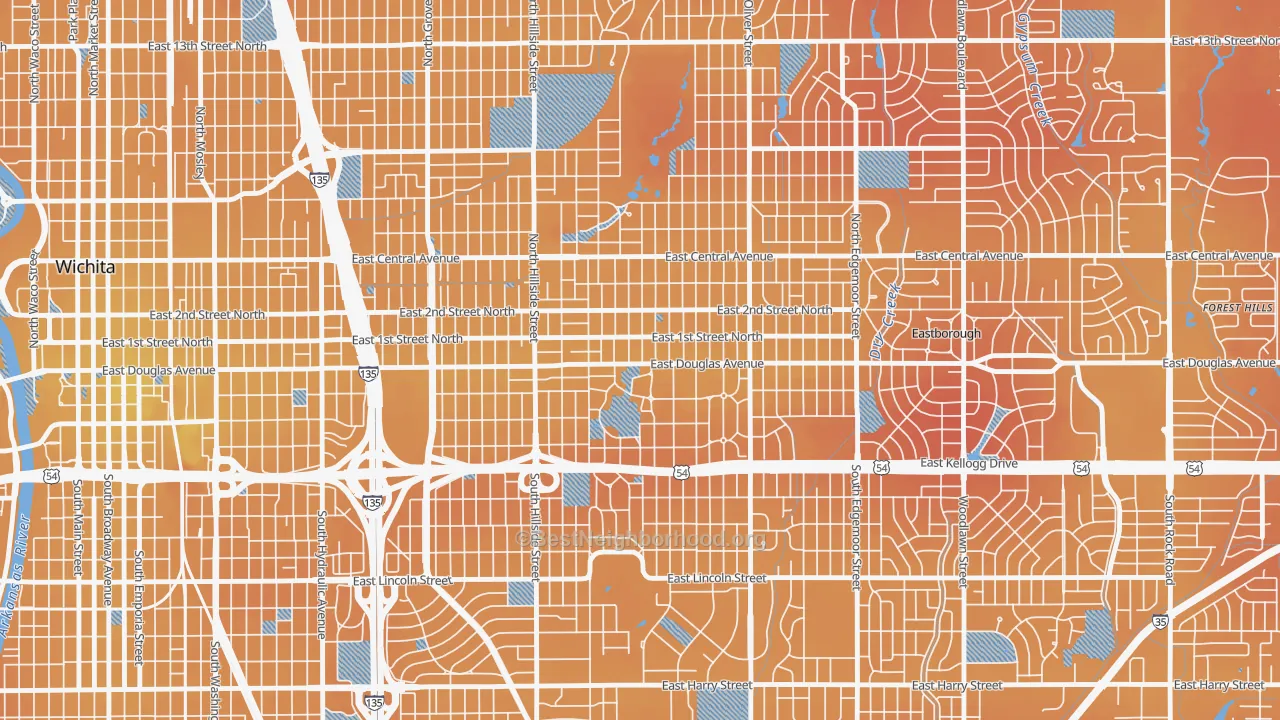 Transit Grade map of College Hill, Wichita, KS