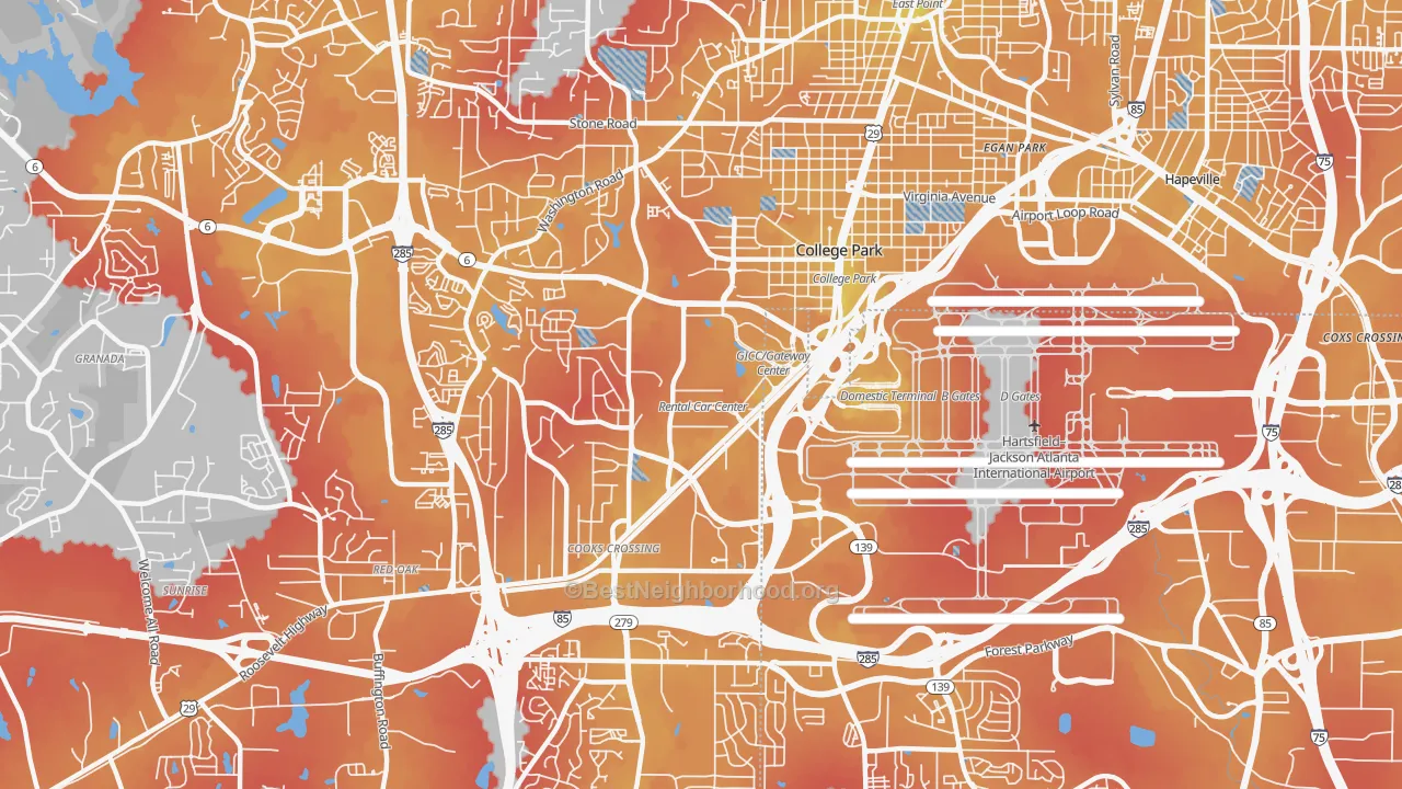 Transit Grade map of College Park, GA