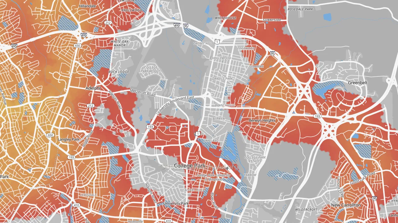 Transit Grade map of College Park, MD