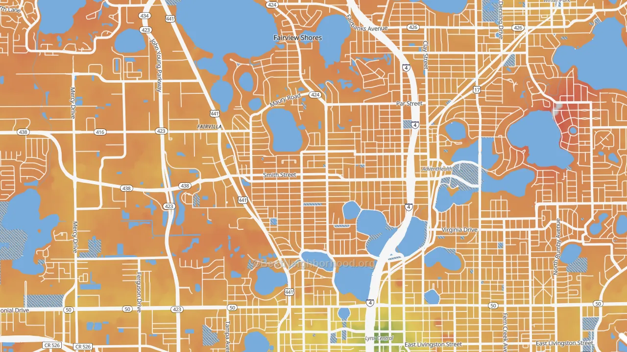 Transit Grade map of College Park, Orlando, FL