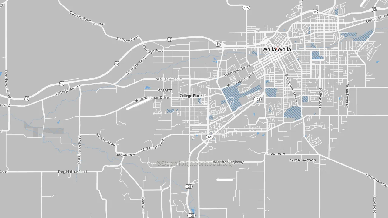 Transit Grade map of College Place, WA