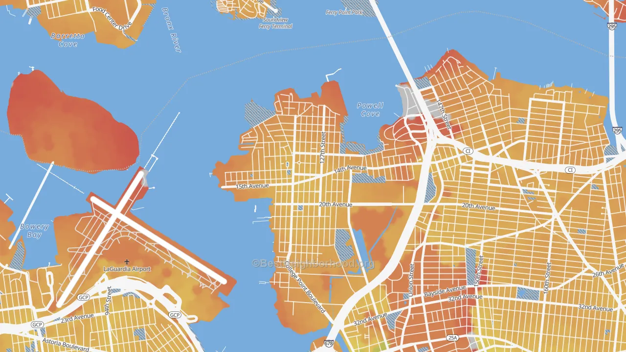 Transit Grade map of College Point, Queens, NY