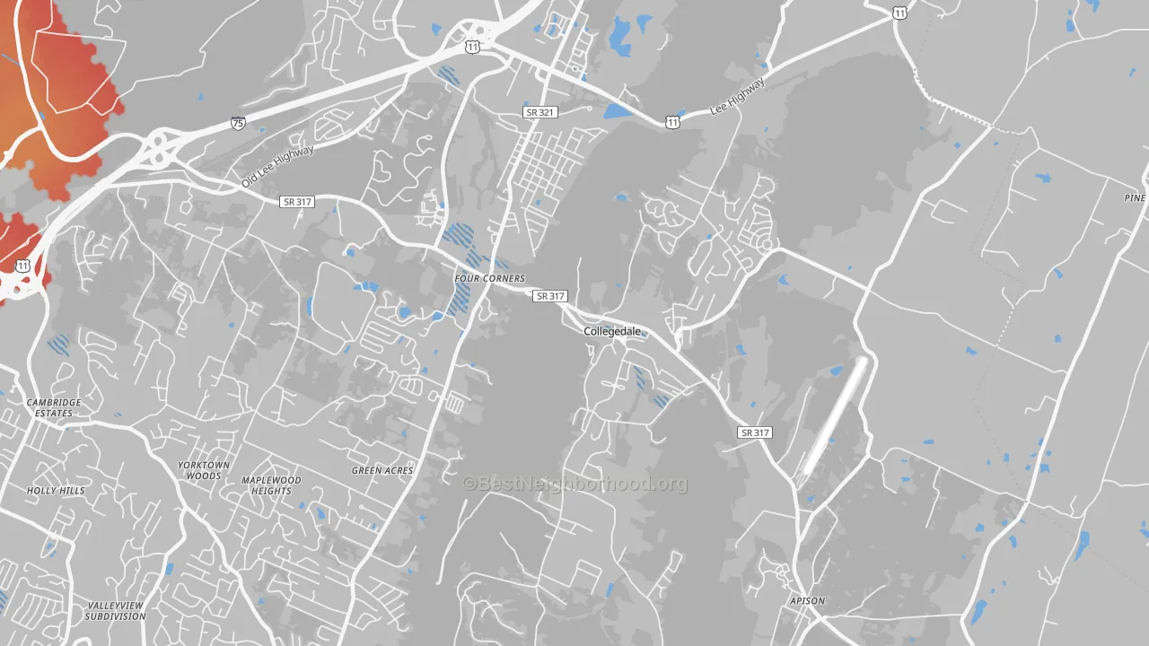 Transit Grade map of Collegedale, TN