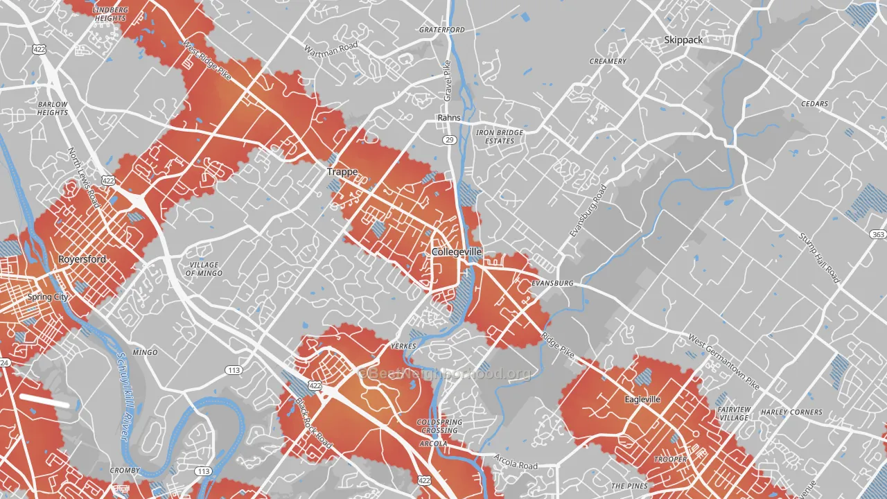 Transit Grade map of Collegeville, PA