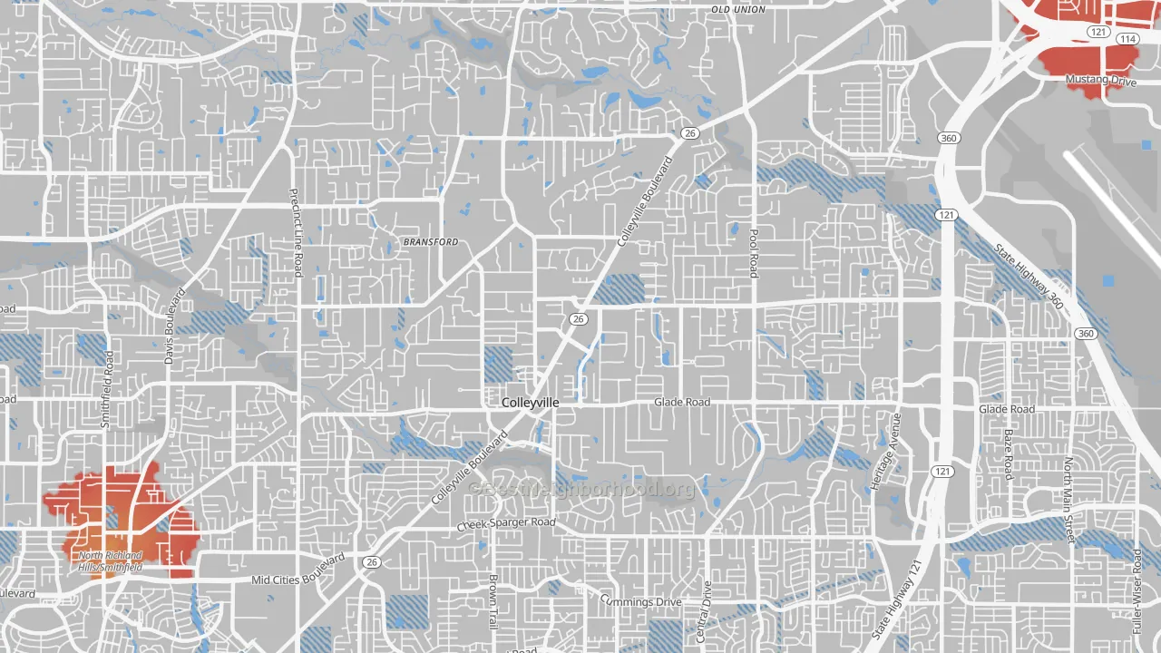 Transit Grade map of Colleyville, TX