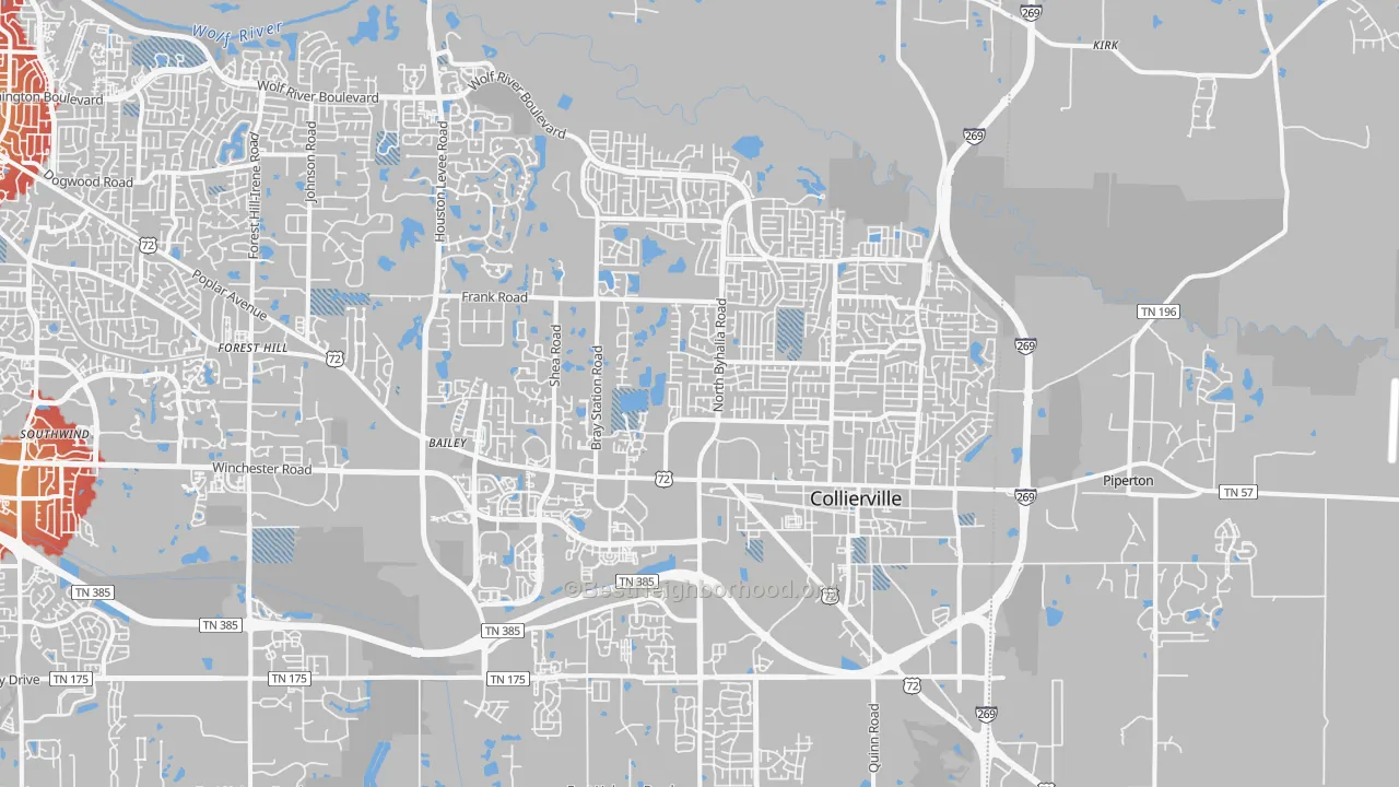 Transit Grade map of Collierville, TN