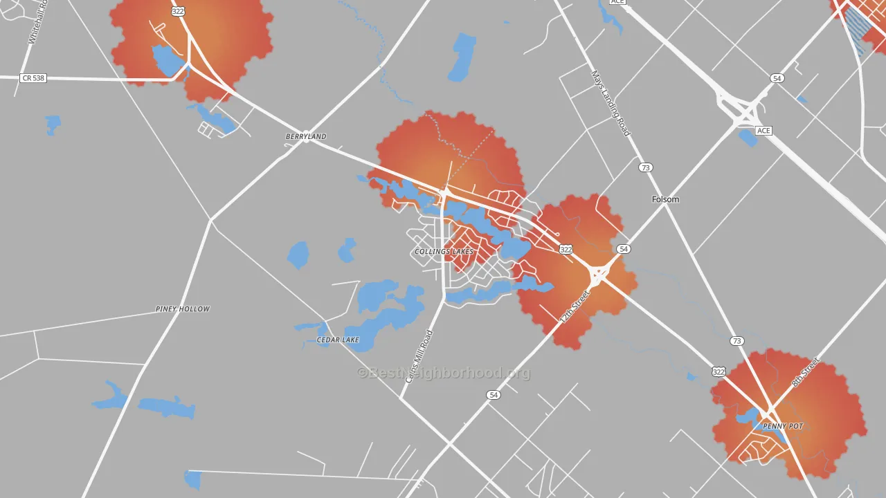Transit Grade map of Collings Lakes, NJ