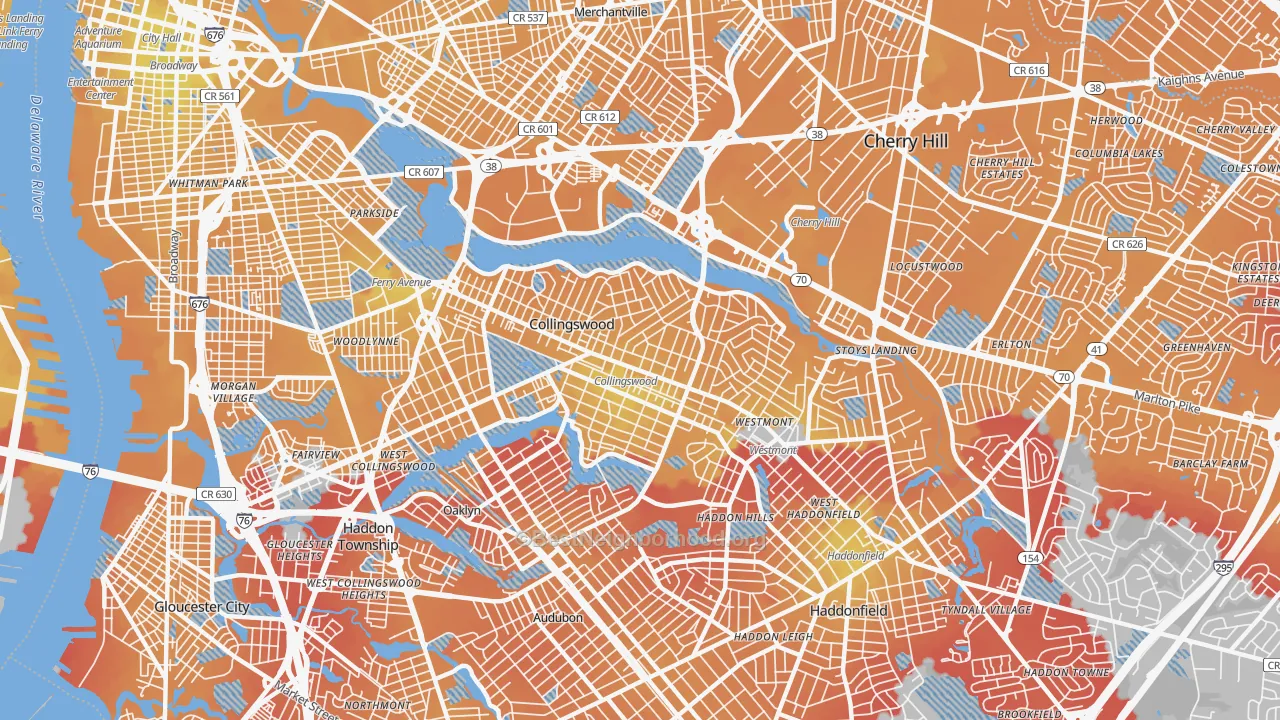 Transit Grade map of Collingswood, NJ