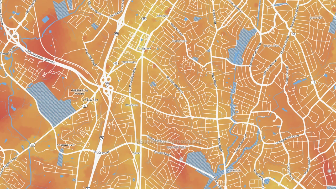 Transit Grade map of Collingwood, Charlotte, NC