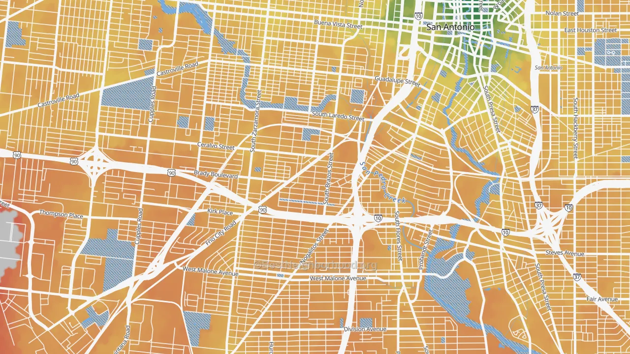 Transit Grade map of Collins Gardens, San Antonio, TX