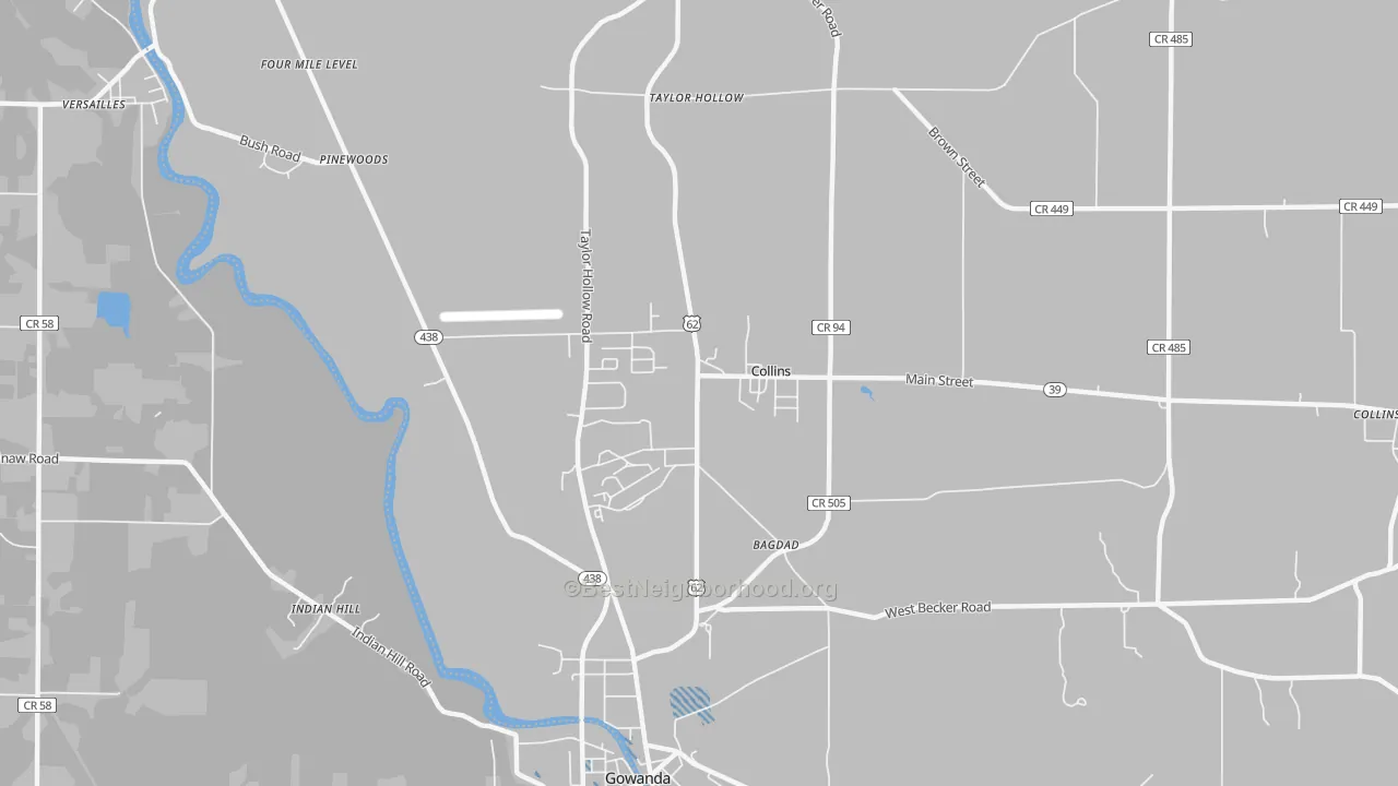 Transit Grade map of Collins, NY