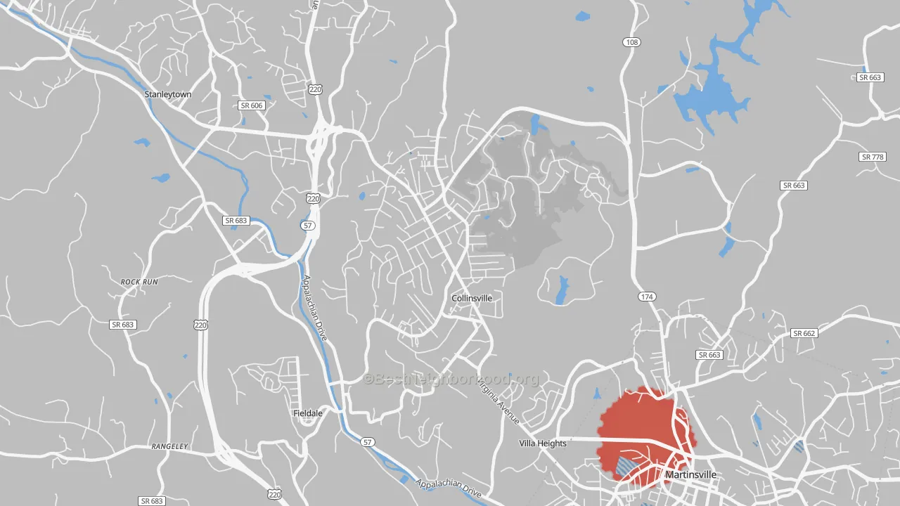 Transit Grade map of Collinsville, VA