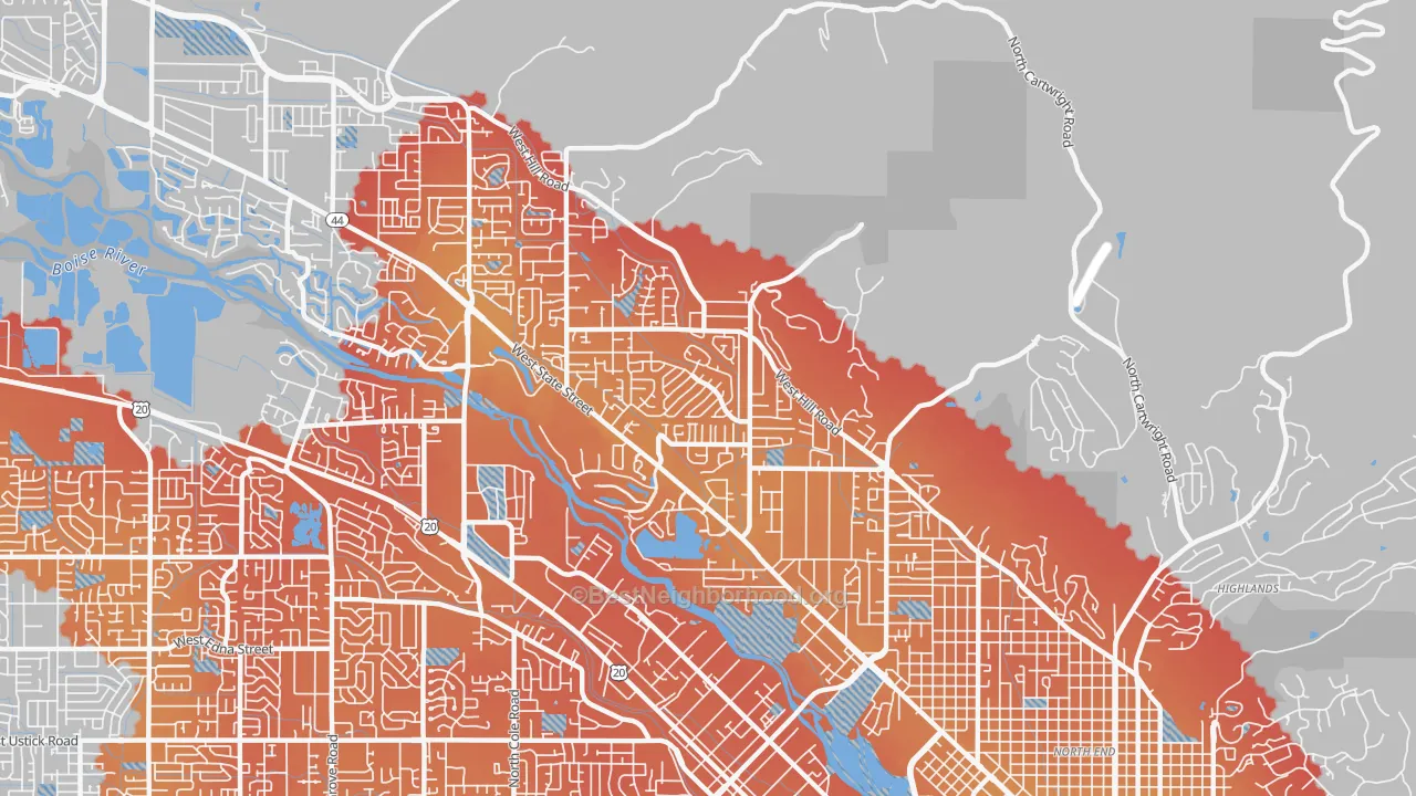 Transit Grade map of Collister, Boise, ID