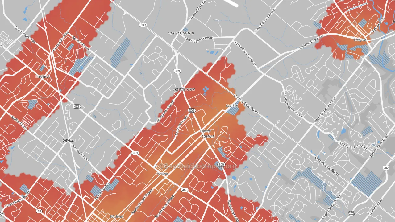 Transit Grade map of Colmar, PA