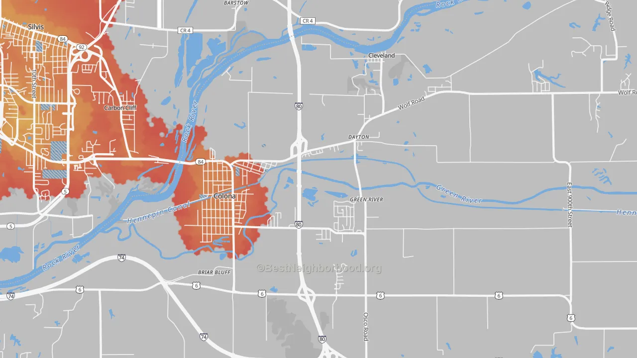 Transit Grade map of Colona, IL