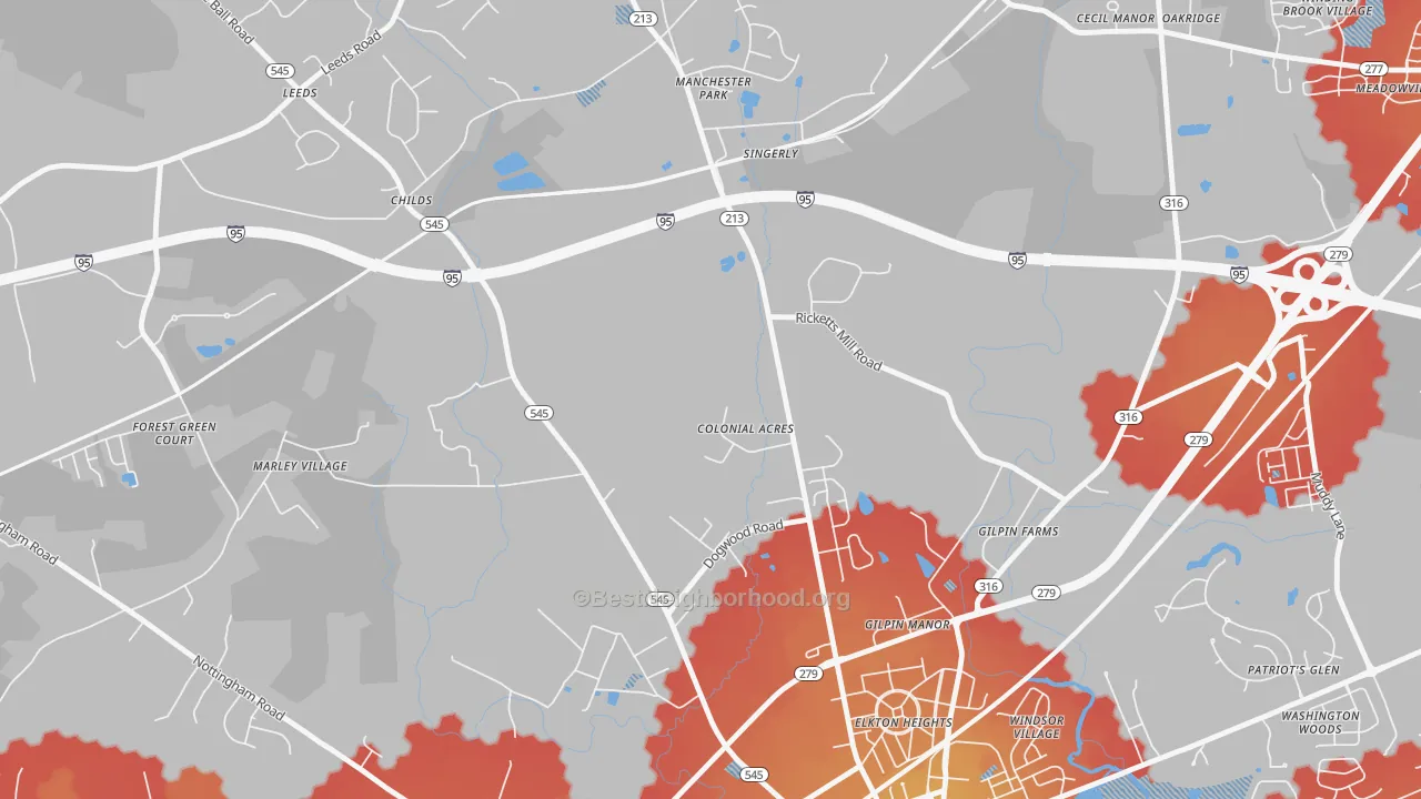 Transit Grade map of Colonial Acres, MD