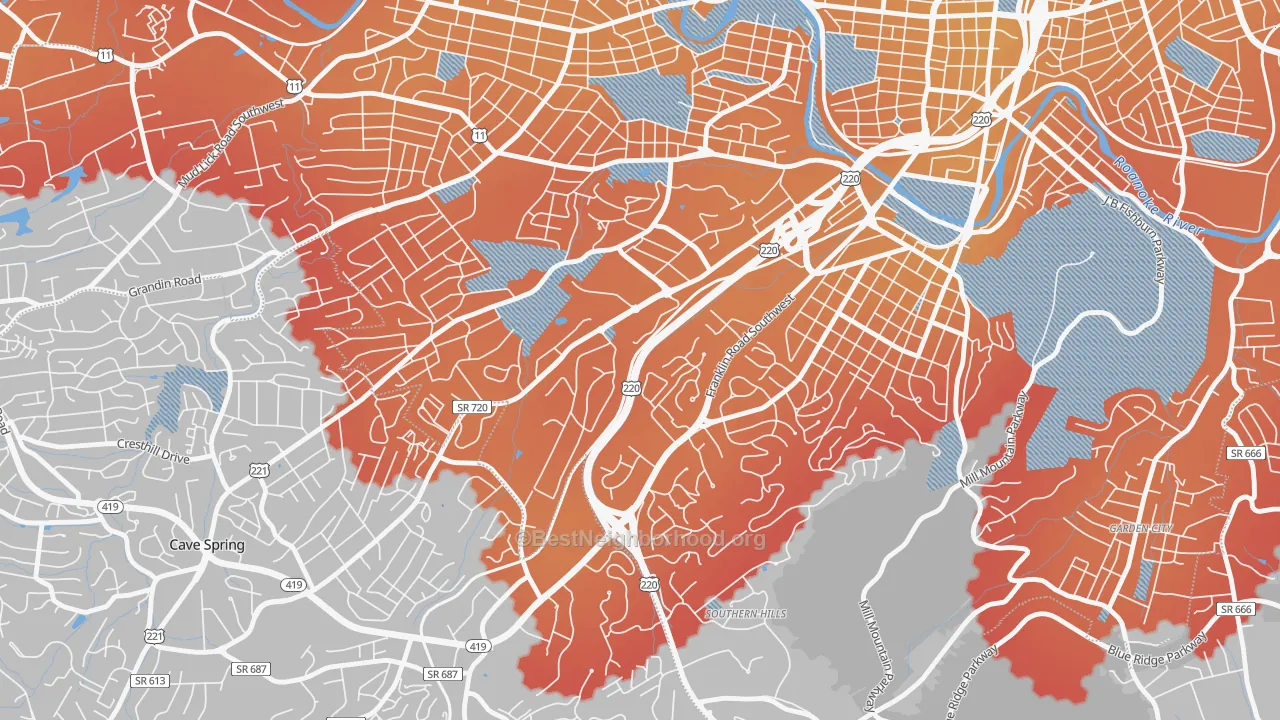 Transit Grade map of Colonial Avenue Area, Roanoke, VA
