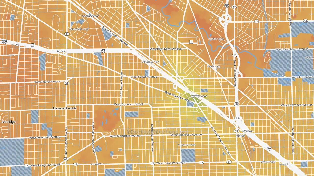 Transit Grade map of Colonial Gardens, Chicago, IL