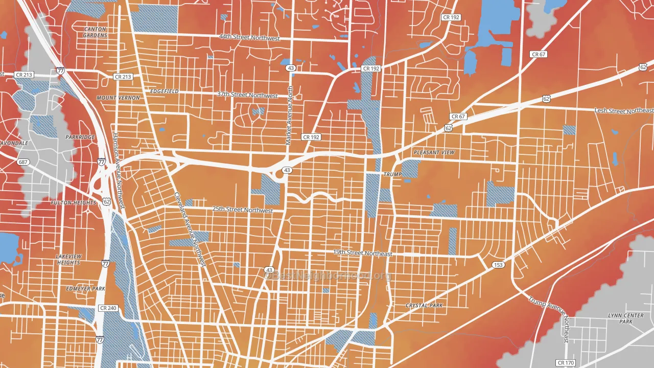 Transit Grade map of Colonial Heights, Canton, OH