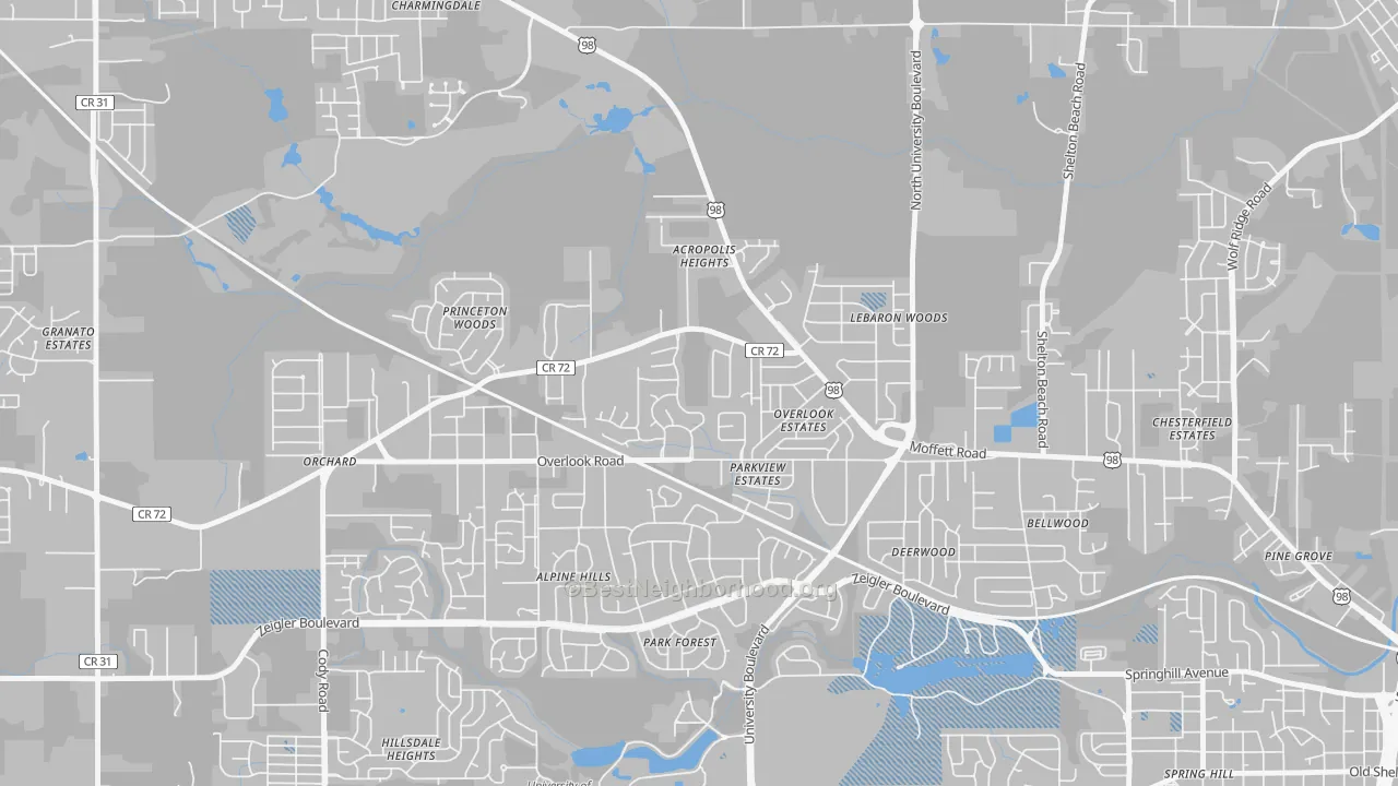 Transit Grade map of Colonial Heights, Mobile, AL