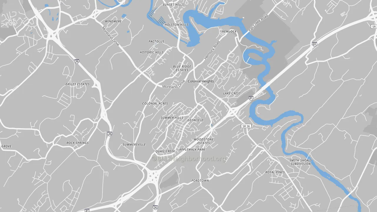 Transit Grade map of Colonial Heights, TN