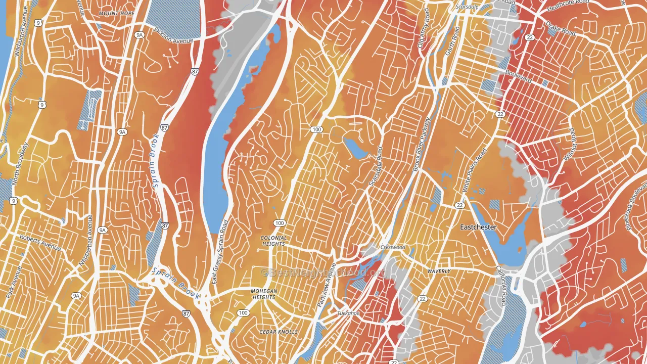 Transit Grade map of Colonial Heights, Yonkers, NY