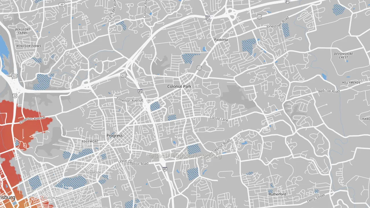 Transit Grade map of Colonial Park, PA