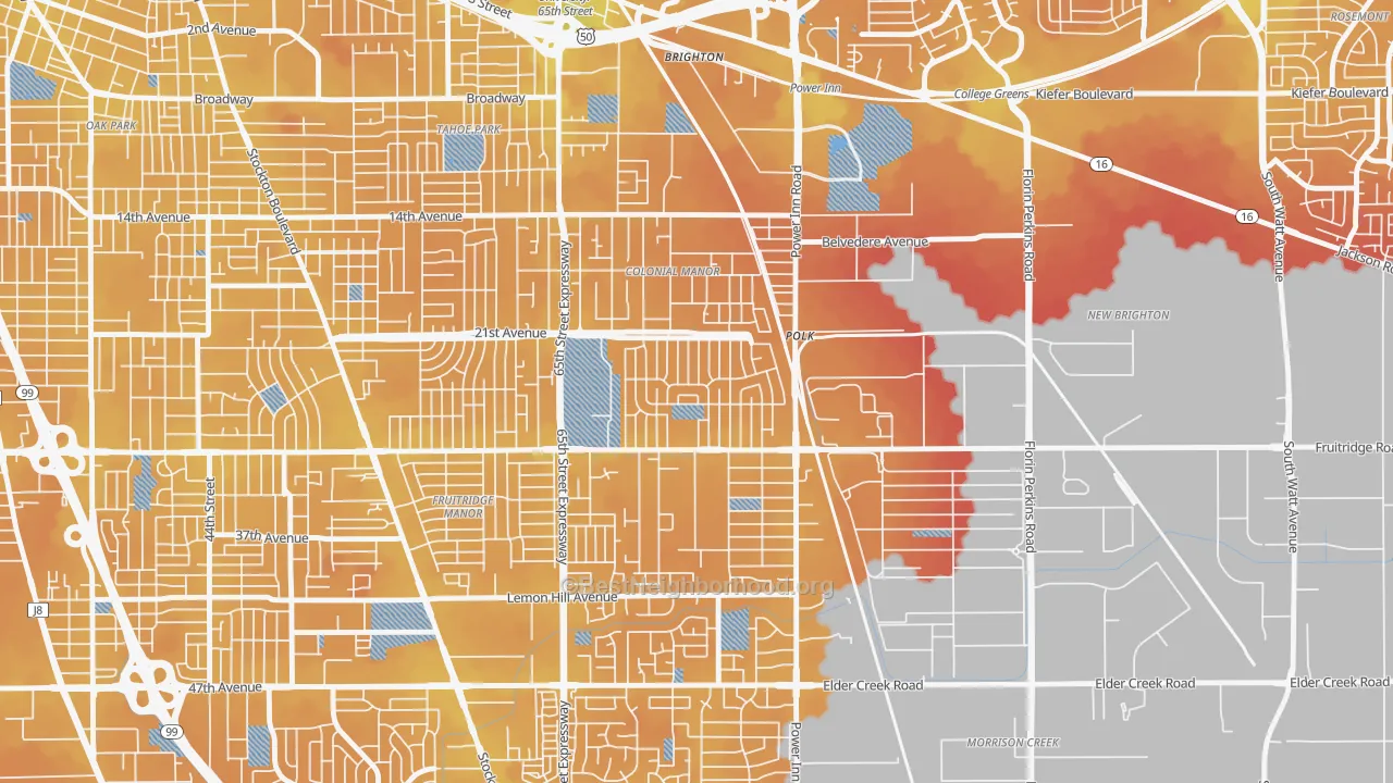 Transit Grade map of Colonial Village, Sacramento, CA