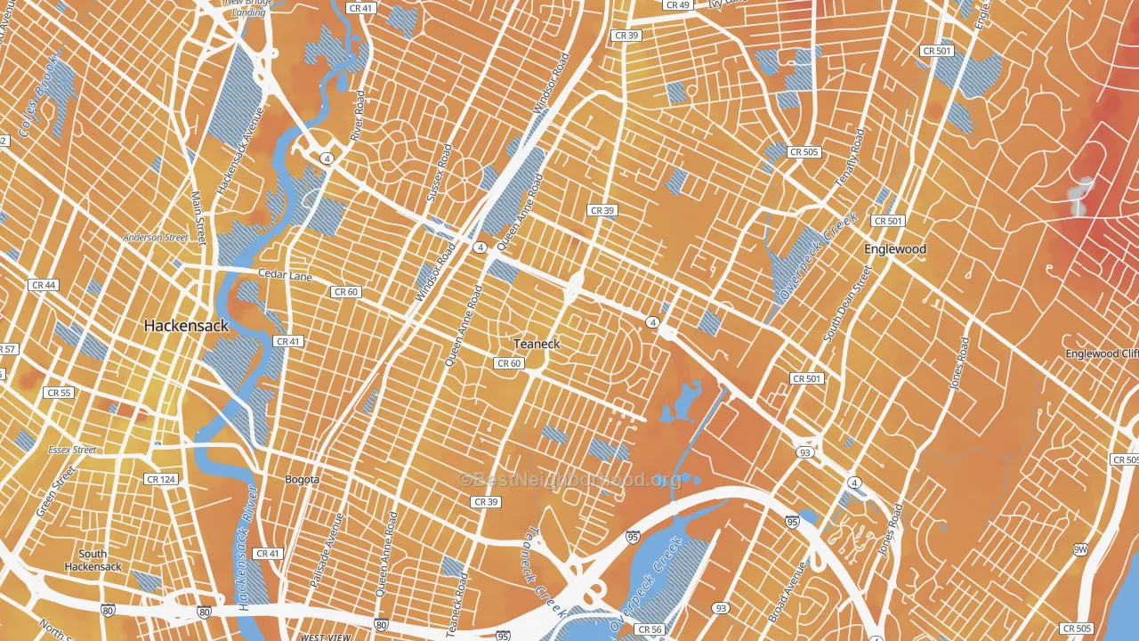 Transit Grade map of Colonial Village, Teaneck, NJ