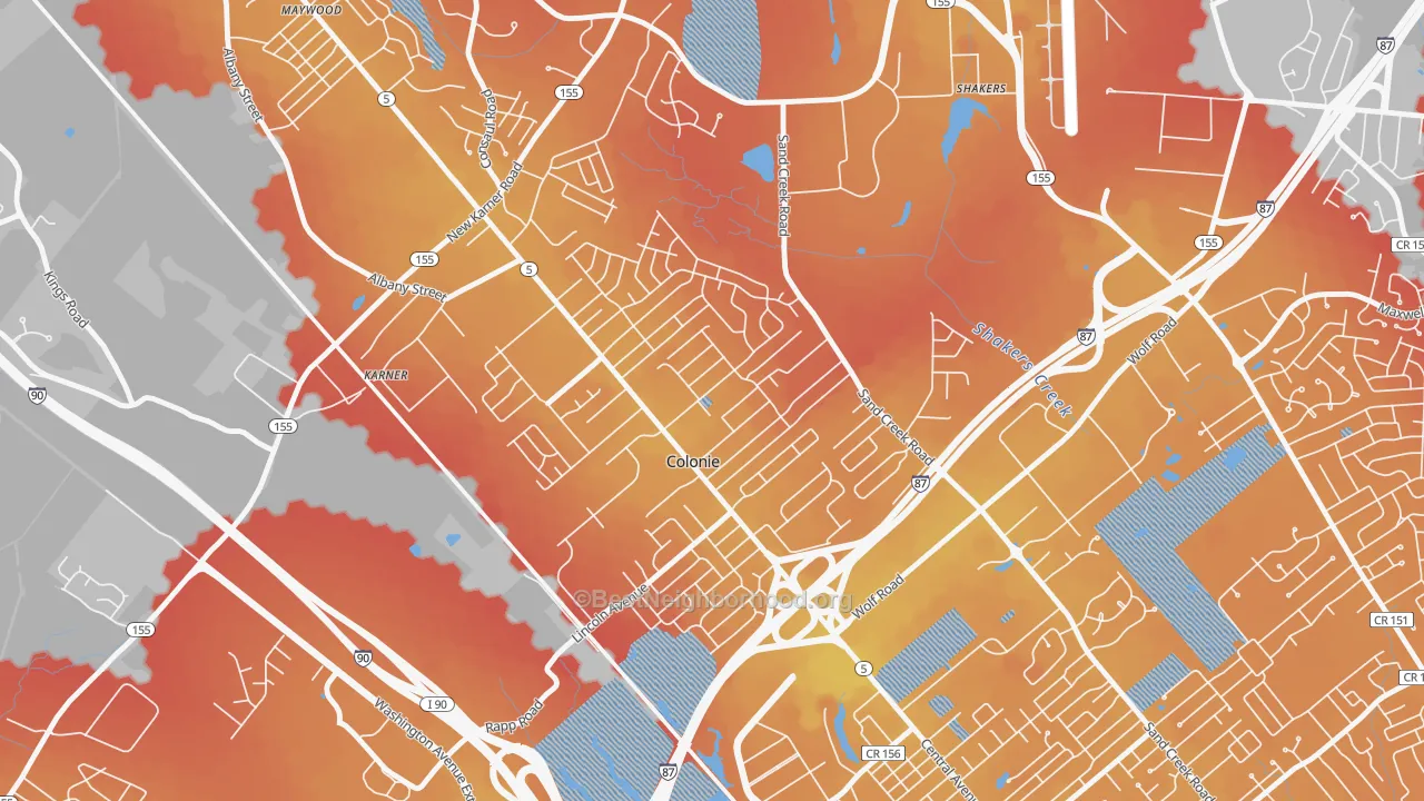 Transit Grade map of Colonie, NY