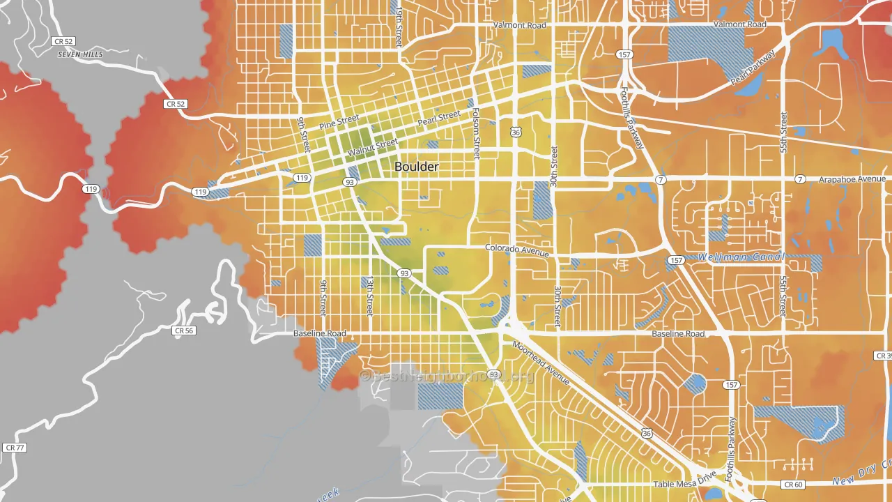 Transit Grade map of Colorado University, Boulder, CO